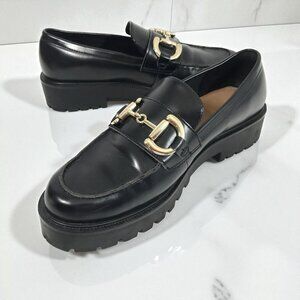 H&M Horsebit Buckle Loafers Lug Sole Black Sz 9